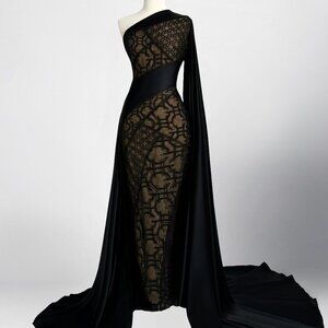 Brand New US 6 GEORGES HOBEIKA Fitted Asymmetrical Top Evening Gown